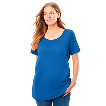 Woman Within Plus Size Perfect Short-Sleeve Scoopneck Tee