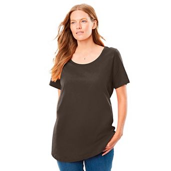 Woman Within Plus Size Perfect Short-Sleeve Scoopneck Tee