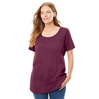 Woman Within Plus Size Perfect Short-Sleeve Scoopneck Tee