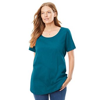 Woman Within Plus Size Perfect Short-Sleeve Scoopneck Tee