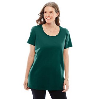 Woman Within Plus Size Perfect Short-Sleeve Scoopneck Tee