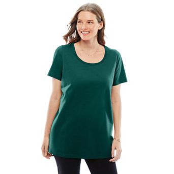 Woman Within Plus Size Perfect Short-Sleeve Scoopneck Tee