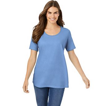 Woman Within Plus Size Perfect Short-Sleeve Scoopneck Tee