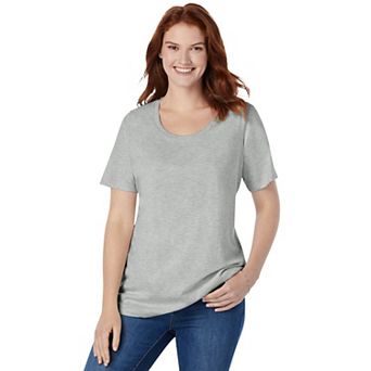 Woman Within Plus Size Perfect Short-Sleeve Scoopneck Tee