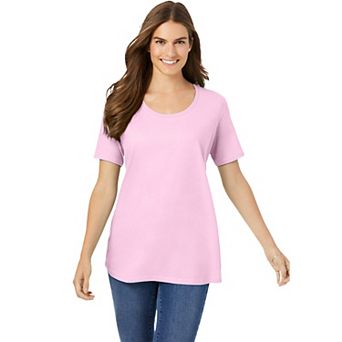 Woman Within Plus Size Perfect Short-Sleeve Scoopneck Tee