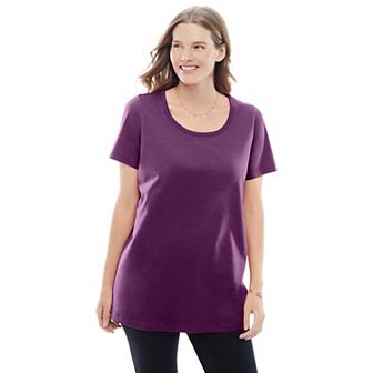 Woman Within Plus Size Perfect Short-Sleeve Scoopneck Tee