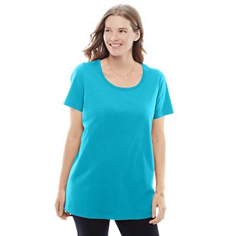 Woman Within Plus Size Perfect Short-Sleeve Scoopneck Tee