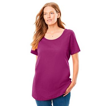 Woman Within Plus Size Perfect Short-Sleeve Scoopneck Tee