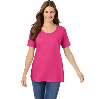 Woman Within Plus Size Perfect Short-Sleeve Scoopneck Tee