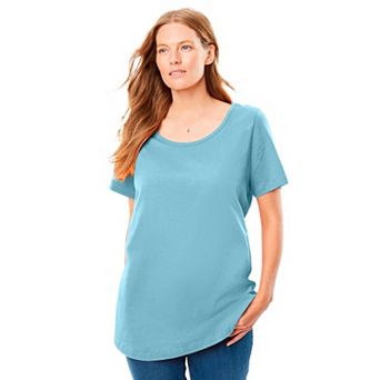 Woman Within Plus Size Perfect Short-Sleeve Scoopneck Tee