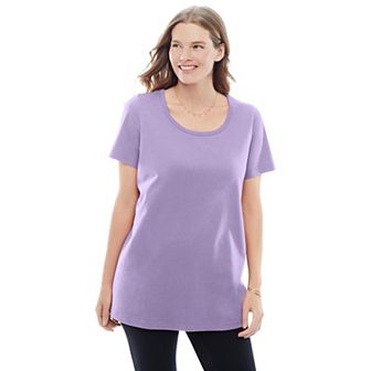Woman Within Plus Size Perfect Short-Sleeve Scoopneck Tee