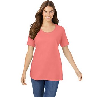Woman Within Plus Size Perfect Short-Sleeve Scoopneck Tee