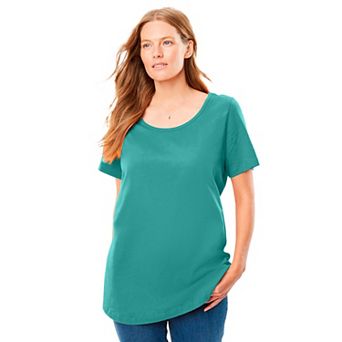 Woman Within Plus Size Perfect Short-Sleeve Scoopneck Tee