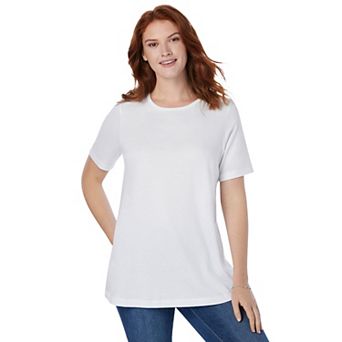 Woman Within Plus Size Perfect Short-Sleeve Scoopneck Tee