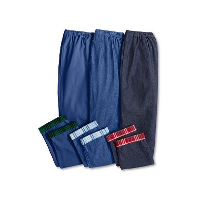 Woman Within Plus Size Elastic-Waist Cotton Straight Leg Denim Pant With Flannel Lining