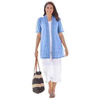 Woman Within Plus Size Lightweight Open Front Cardigan Sweater