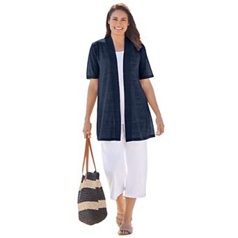 Woman Within Plus Size Lightweight Open Front Cardigan
