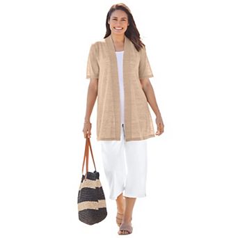 Woman Within Plus Size Lightweight Open Front Cardigan