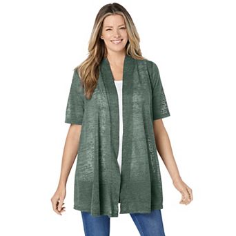 Woman Within Plus Size Lightweight Open Front Cardigan