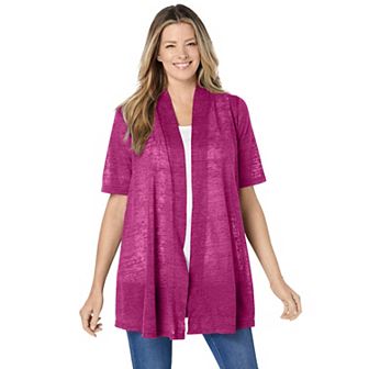 Woman Within Plus Size Lightweight Open Front Cardigan