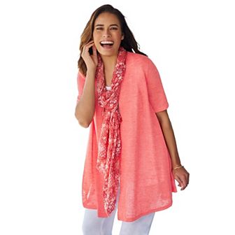 Woman Within Plus Size Lightweight Open Front Cardigan