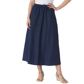Woman Within Plus Size Petite Drawstring Denim Skirt