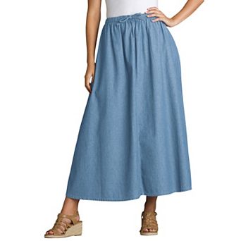 Woman Within Plus Size Petite Drawstring Denim Skirt