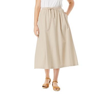Woman Within Plus Size Petite Drawstring Denim Skirt