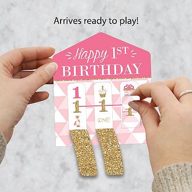 Big Dot Of Happiness 1st Birthday Girl Fun To Be One - Game Cards - Pull Tabs 3-in-a-row - Set Of 12