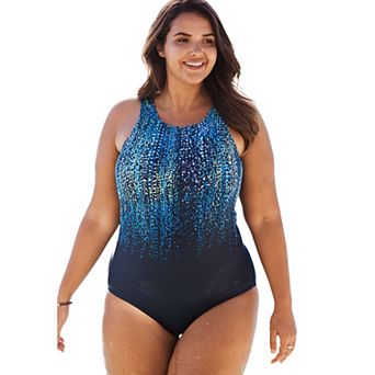 Swim 365 Women's Plus Size High-neck One Piece