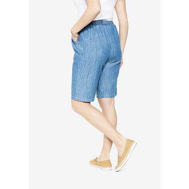 Woman Within Plus Size Drawstring Denim Short