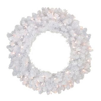 Northlight Pre-Lit Flocked Snow White Artificial 36" Christmas Wreath with Clear Lights