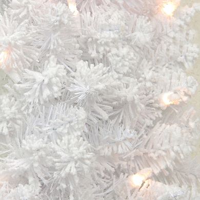Northlight Pre-Lit Flocked Snow White Artificial 36" Christmas Wreath with Clear Lights