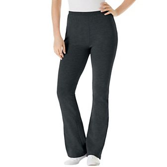 Woman Within Plus Size Tall Stretch-Cotton Knit Pull-On Bootcut Leggings