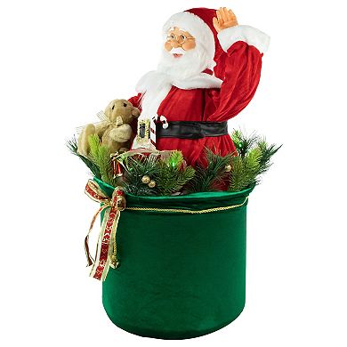 Northlight LED Lighted and Animated Gift Bag with Santa Claus Christmas Figure