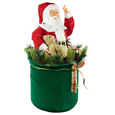 Northlight LED Lighted and Animated Gift Bag with Santa Claus Christmas Figure