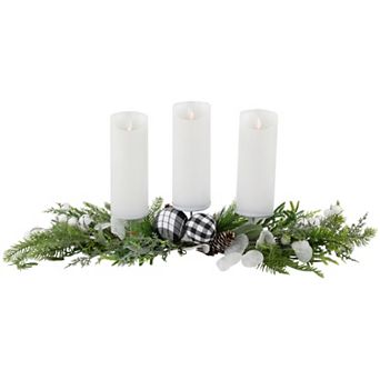 Northlight Mixed Foliage and Pinecone Christmas Pillar Candle Holder