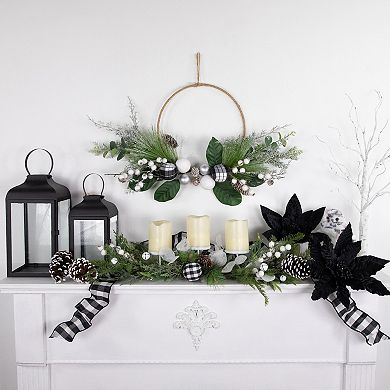 Northlight Mixed Foliage and Pinecone Christmas Pillar Candle Holder