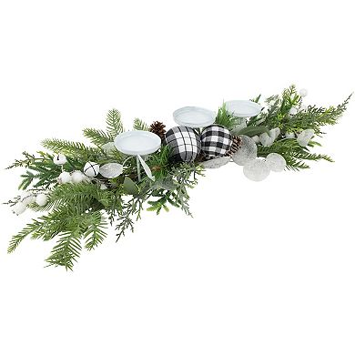 Northlight Mixed Foliage and Pinecone Christmas Pillar Candle Holder
