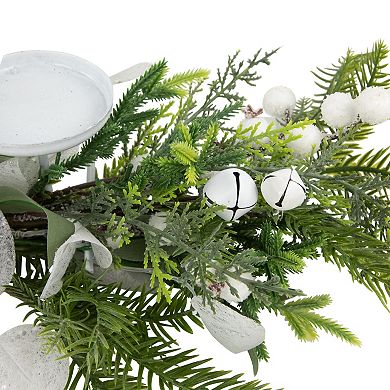 Northlight Mixed Foliage and Pinecone Christmas Pillar Candle Holder