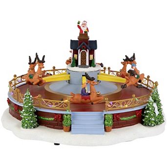Northlight Animated and Musical Rockin' Reindeer Ride LED Lighted Christmas Village Display