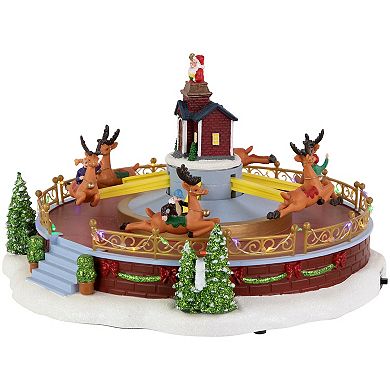 Northlight Animated and Musical Rockin' Reindeer Ride LED Lighted Christmas Village Display