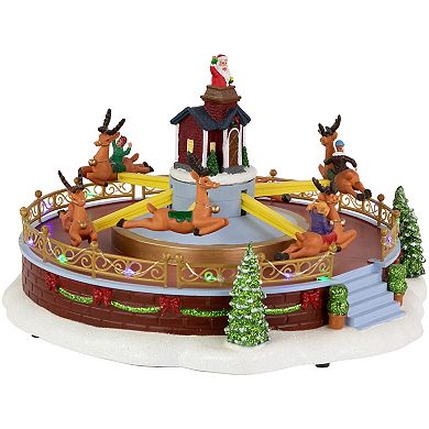 Northlight Animated and Musical Rockin' Reindeer Ride LED Lighted Christmas Village Display
