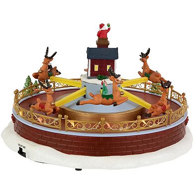 Northlight Animated and Musical Rockin' Reindeer Ride LED Lighted Christmas Village Display