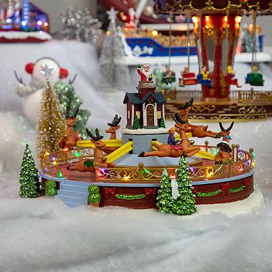 Northlight Animated and Musical Rockin' Reindeer Ride LED Lighted Christmas Village Display
