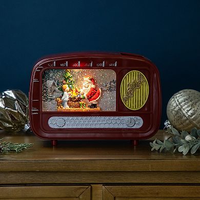 Northlight LED Lighted "Santa Sighting" Retro Radio Christmas Snow Globe