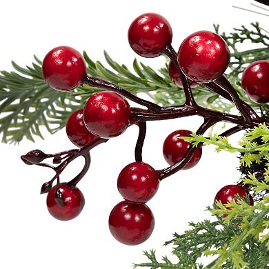 Northlight Holly & Berries Christmas Pillar Candle Holder