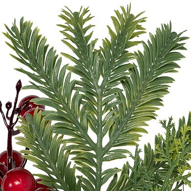 Northlight Holly & Berries Christmas Pillar Candle Holder