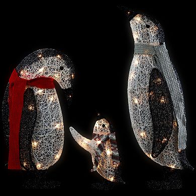 Northlight 3D Lighted Winter Penguin Family Outdoor Christmas Yard Decoration 3-piece Set