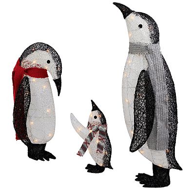 Northlight 3D Lighted Winter Penguin Family Outdoor Christmas Yard Decoration 3-piece Set